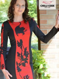 Sexy šaty Symmetrical Flower  - Černá/Červená